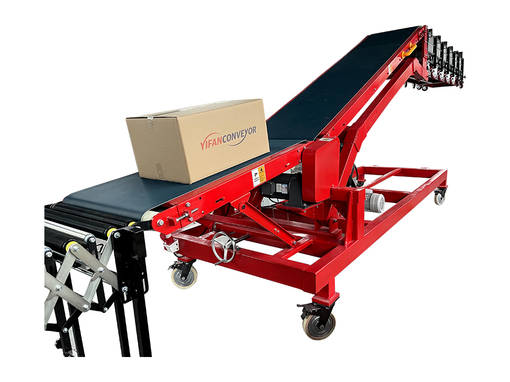 Customized Unloading and Stacking Conveyor System from trucks/containers to warehouse