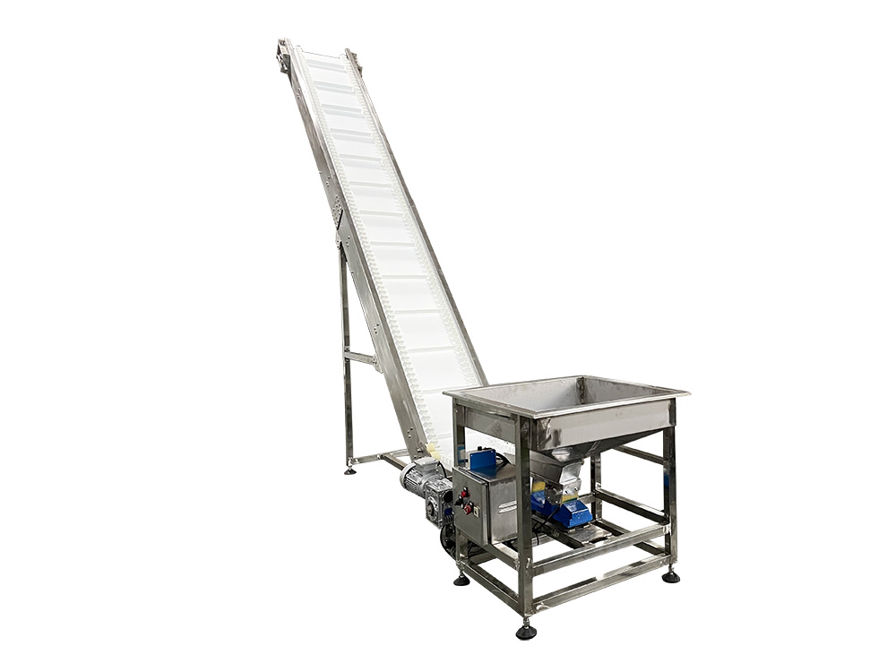 Stainless Steel 304 White Food Graded Cleated Belt Conveyor for tea factory