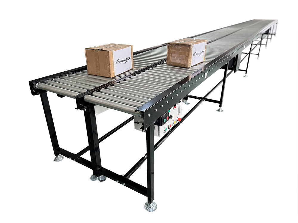Two Powered Roller Conveyor Machine Running Side by Side Conveyor Roller Line