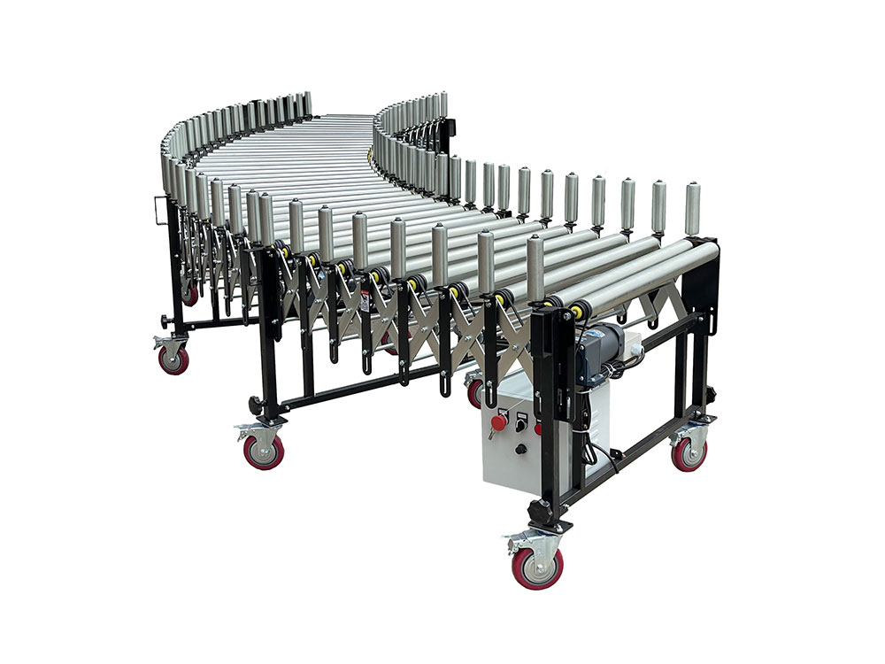 Extendable and Retractable Powered Roller Conveyor with Side Guide