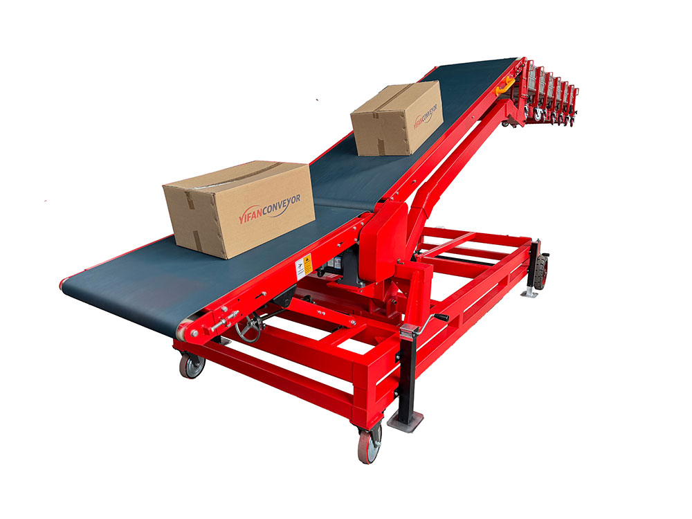 Flexible Truck Loading Conveyor Belt Mobile on Tyre and Wheels