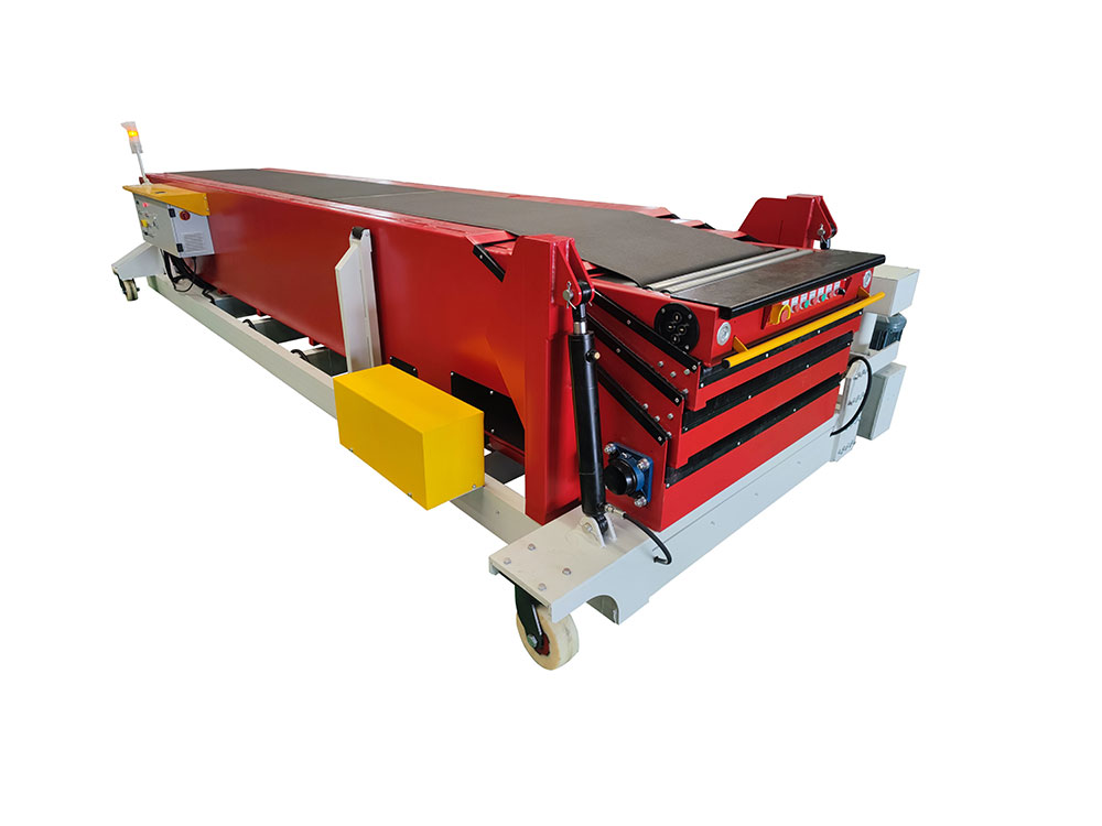 Automatic Loading Unloading Telescopic Belt Conveyor mobile on motorized wheels